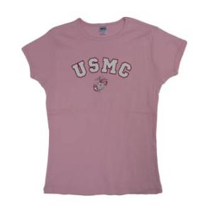 U.S.M.C. Women's Baby Doll T-Shirt (Pink)