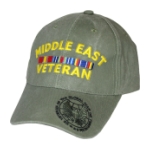 Middle East Veteran Washed Cotton Cap With Ribbons (Olive Drab Green)