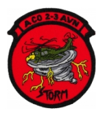 Army 2nd Battalion 3rd Aviation Regiment  A Company Patch with Storm Patch with Velcro (Iraq) (Dress)