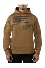 Rothco US Flag / USMC Eagle, Globe, & Anchor Concealed Carry Hoodie (Coyote Brown)