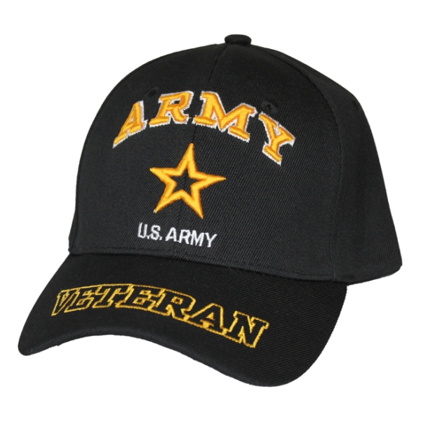 Army Star Veteran Star Cap (Black)