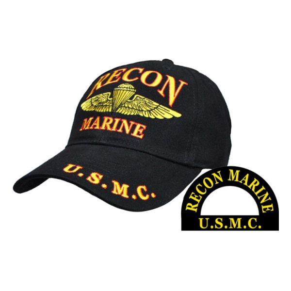 U.S.M.C. Recon Marine Cap (Black)