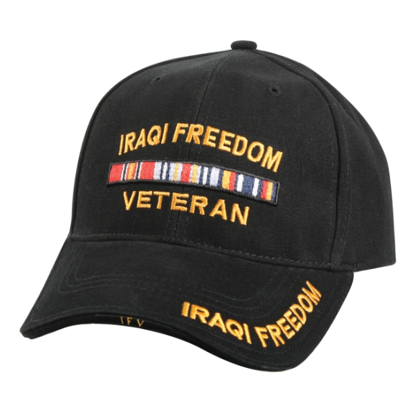 Operation Iraqi Freedom Veteran Cap with Ribbons (Black)